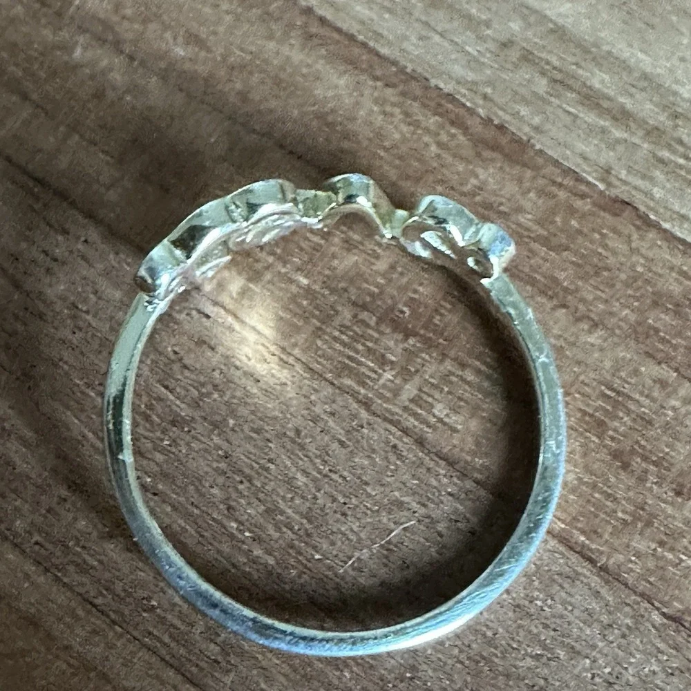 Vintage Accent Love Ring Size 7.25 Promise Gift Clear CZ Gem 925 Sterling 1.2g